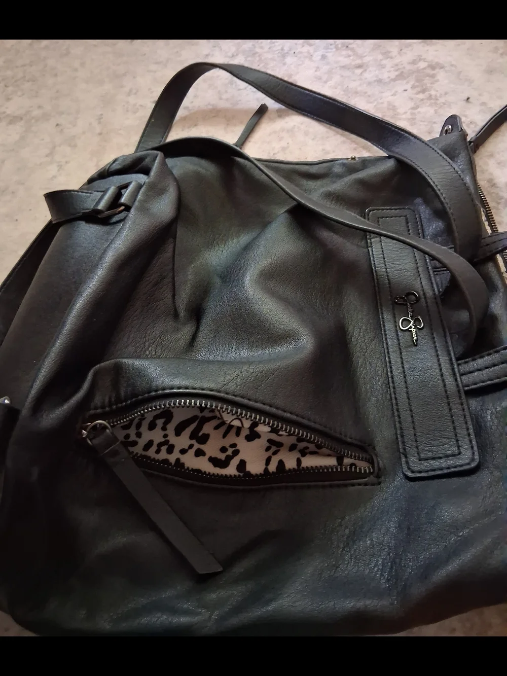 Jessica Simpson Black Backpack Purse GC